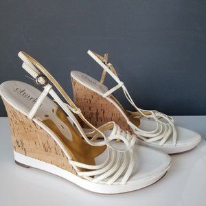 White Charles David Platform Heels